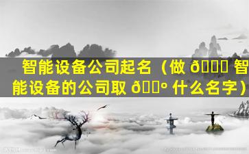 智能设备公司起名（做 🐈 智能设备的公司取 🐺 什么名字）